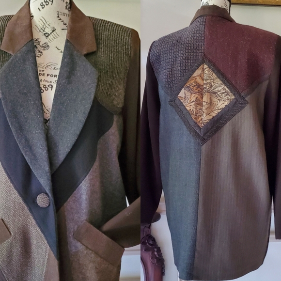 Vintage Jackets & Blazers - Vintage Mary Flanagan colorblock oversized wool collegiate blazer